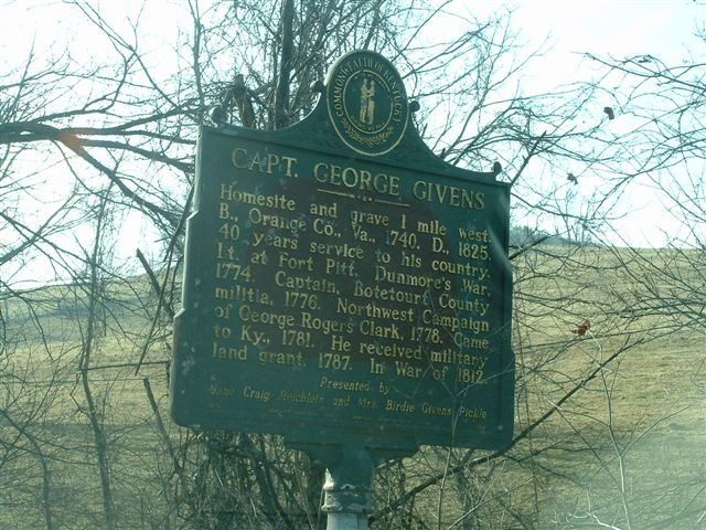 Kentucky Historical Marker – Captain George Givens