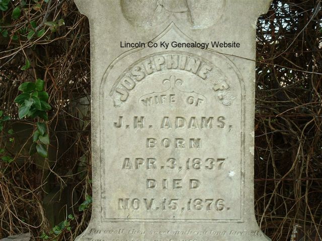 Headstone of Josephine Adams